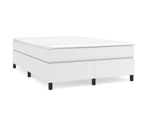 Cama box spring con colchón cuero sintético blanco 140x190 cm