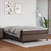 Cama box spring con colchón cuero sintético marrón 140x190 cm