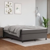 Cama box spring con colchón cuero sintético gris 140x190 cm