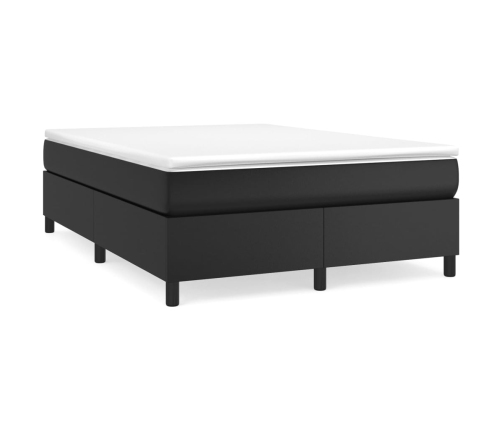 Cama box spring con colchón cuero sintético negro 140x200cm
