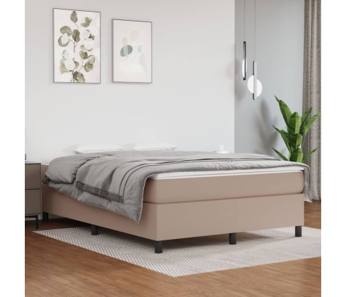 Cama box spring con colchón cuero sintético capuchino 140x200cm