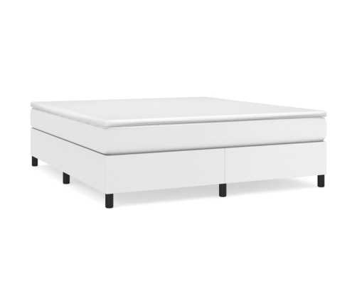 Cama box spring con colchón cuero sintético blanco 160x200 cm