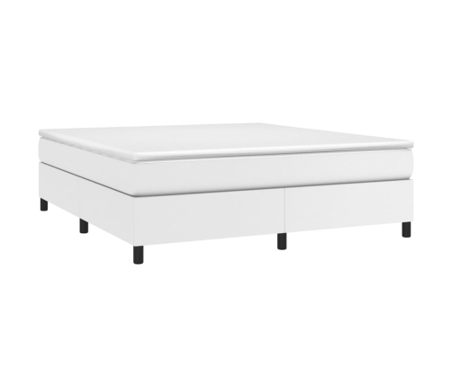 Cama box spring con colchón cuero sintético blanco 160x200 cm