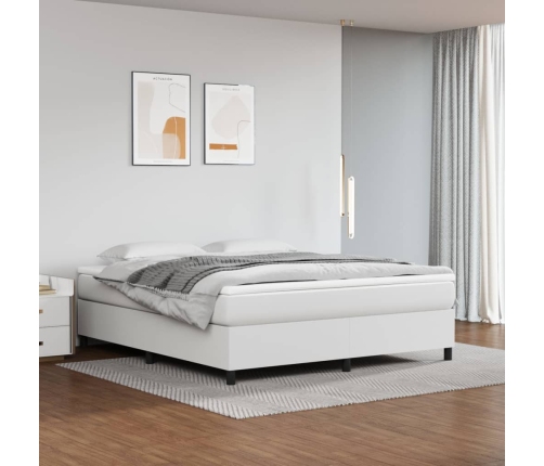 Cama box spring con colchón cuero sintético blanco 160x200 cm