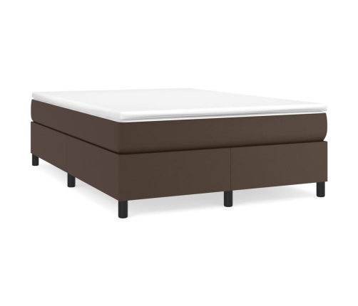 vidaXL Cama box spring con colchón cuero sintético marrón 160x200 cm