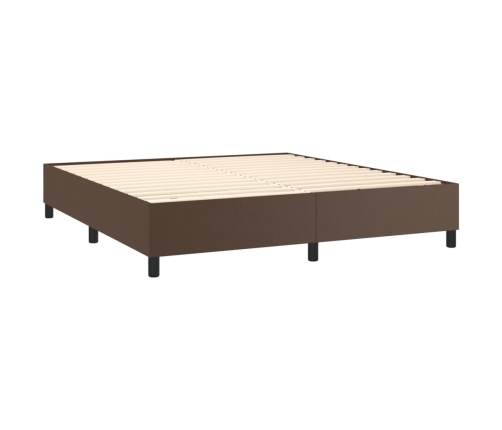 vidaXL Cama box spring con colchón cuero sintético marrón 160x200 cm