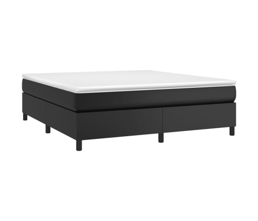 Cama box spring con colchón cuero sintético negro 180x200 cm