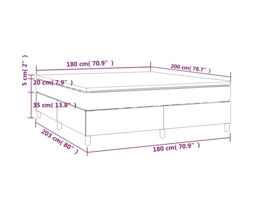 Cama box spring con colchón cuero sintético blanco 180x200 cm