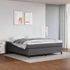 Cama box spring con colchón cuero sintético gris 180x200 cm