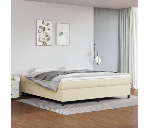 vidaXL Cama box spring con colchón cuero sintético crema 200x200 cm