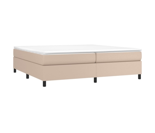 Cama box spring con colchón cuero sintético capuchino 200x200cm