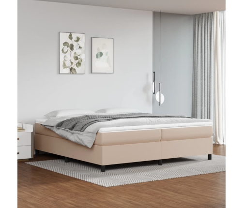 Cama box spring con colchón cuero sintético capuchino 200x200cm