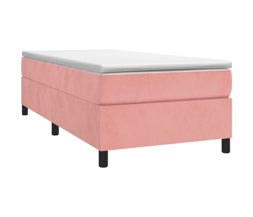 Cama box spring con colchón terciopelo rosa 80x200 cm