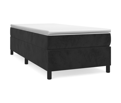 Cama box spring con colchón cuero sintético negro 90x190 cm