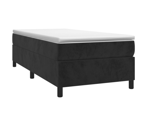 Cama box spring con colchón cuero sintético negro 90x190 cm