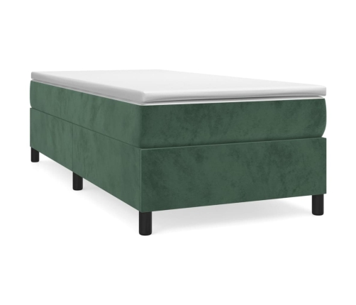 Cama box spring con colchón terciopelo verde oscuro 90x190 cm