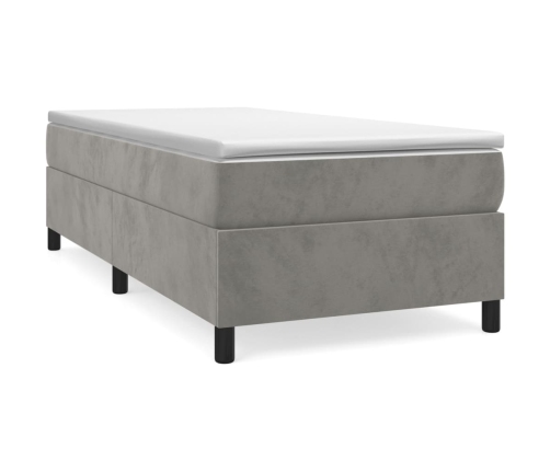 Cama box spring con colchón terciopelo gris claro 90x190 cm