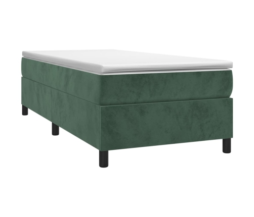 Cama box spring con colchón terciopelo verde oscuro 90x200 cm