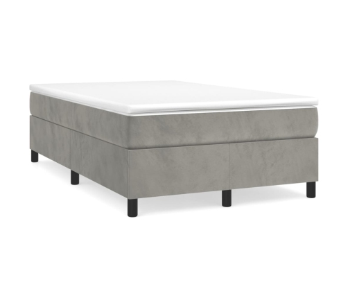 Cama box spring con colchón terciopelo gris claro 120x200 cm