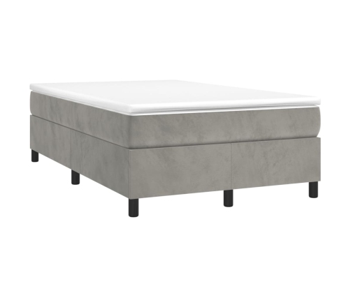 Cama box spring con colchón terciopelo gris claro 120x200 cm