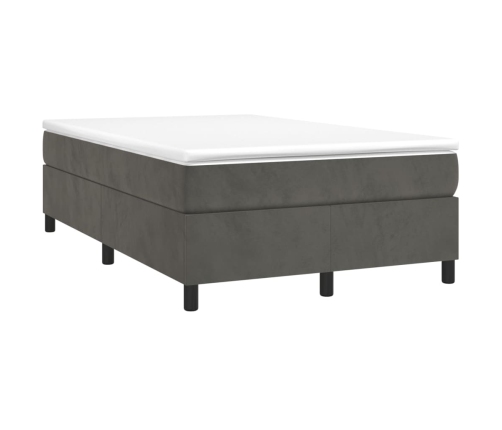 Cama box spring con colchón terciopelo gris oscuro 120x200 cm