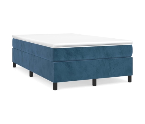 Cama box spring con colchón terciopelo azul oscuro 120x200 cm