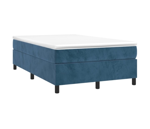 Cama box spring con colchón terciopelo azul oscuro 120x200 cm