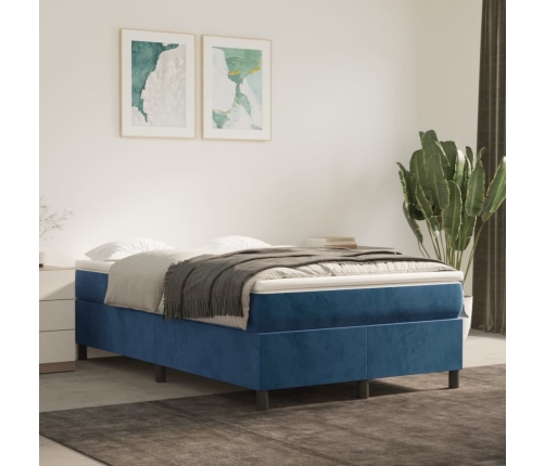 Cama box spring con colchón terciopelo azul oscuro 120x200 cm