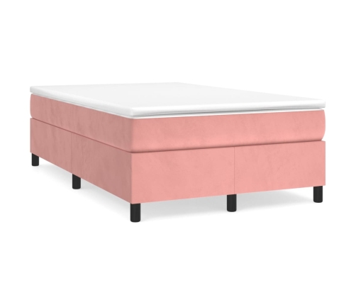 Cama box spring con colchón terciopelo rosa 120x200 cm