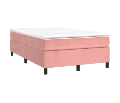 Cama box spring con colchón terciopelo rosa 120x200 cm