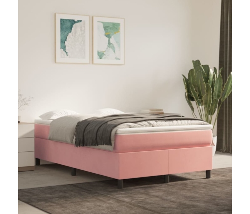 Cama box spring con colchón terciopelo rosa 120x200 cm