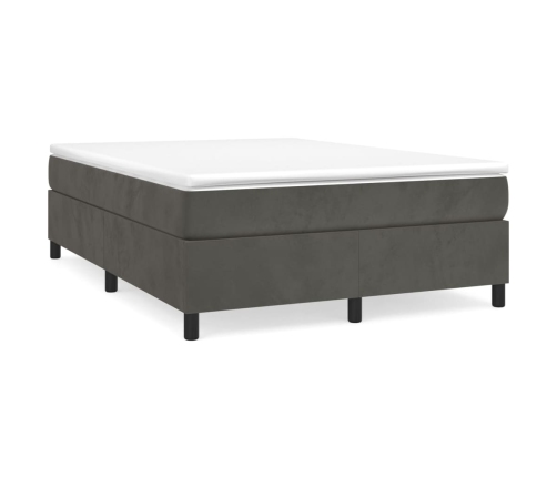 Cama box spring con colchón terciopelo gris oscuro 140x190 cm