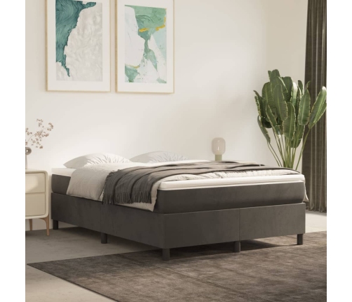 Cama box spring con colchón terciopelo gris oscuro 140x190 cm