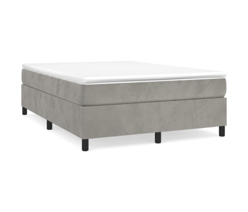 Cama box spring con colchón terciopelo gris claro 140x200 cm