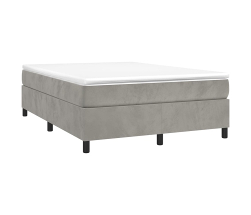 Cama box spring con colchón terciopelo gris claro 140x200 cm