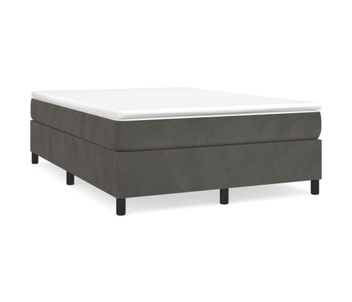 Cama box spring con colchón terciopelo gris oscuro 140x200 cm