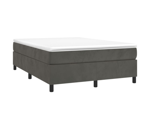 Cama box spring con colchón terciopelo gris oscuro 140x200 cm