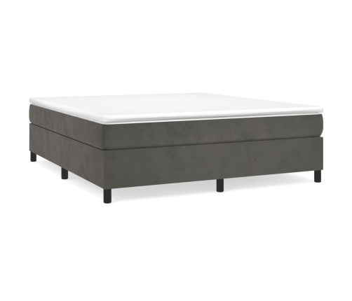 Cama box spring con colchón terciopelo gris oscuro 160x200 cm