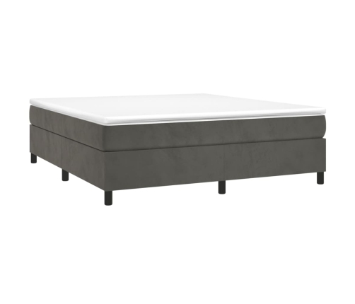 Cama box spring con colchón terciopelo gris oscuro 160x200 cm