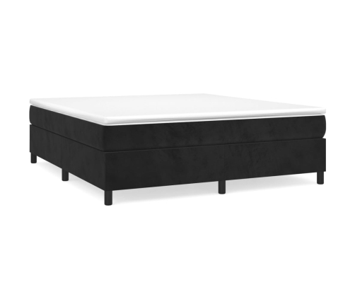 Cama box spring con colchón terciopelo negro 160x200 cm