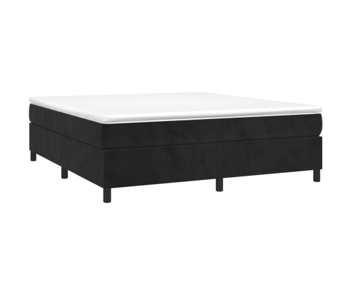 Cama box spring con colchón terciopelo negro 160x200 cm