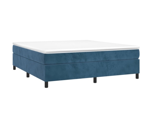 Cama box spring con colchón terciopelo azul oscuro 160x200 cm