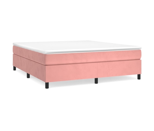 Cama box spring con colchón terciopelo rosa 160x200 cm