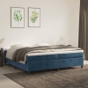 Cama box spring con colchón terciopelo azul oscuro 200x200 cm