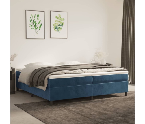 Cama box spring con colchón terciopelo azul oscuro 200x200 cm