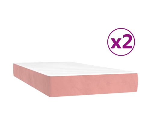 Cama box spring con colchón terciopelo rosa 200x200 cm