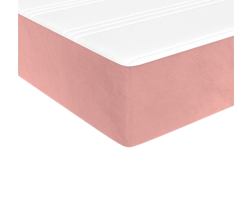 Cama box spring con colchón terciopelo rosa 200x200 cm