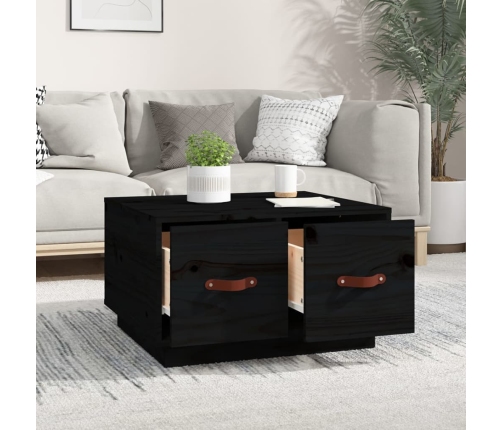 Mesa de centro de madera maciza de pino negro 60x53x35 cm