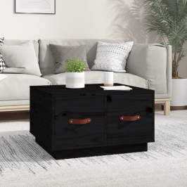 Mesa de centro de madera maciza de pino negro 60x53x35 cm