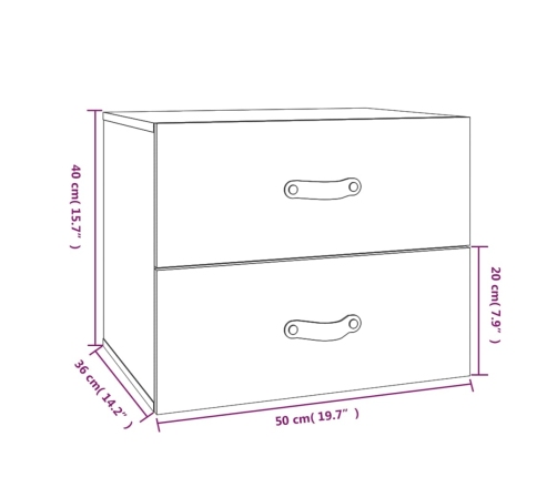 Mesitas de noche de pared 2 uds 50x36x40 cm